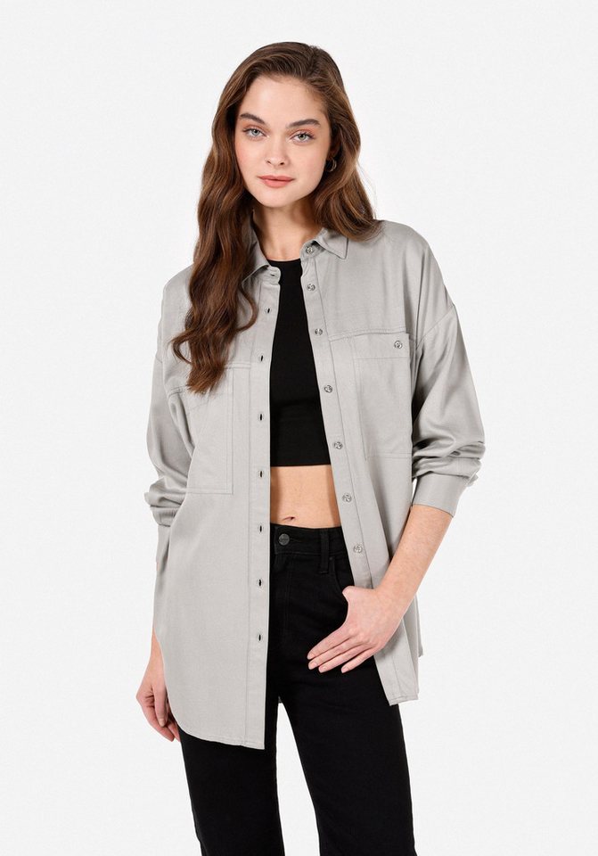 Colins T-Shirt Colins Regular Fit Shirt Neck Plain Damen Grünes Langarmhemd von Colins