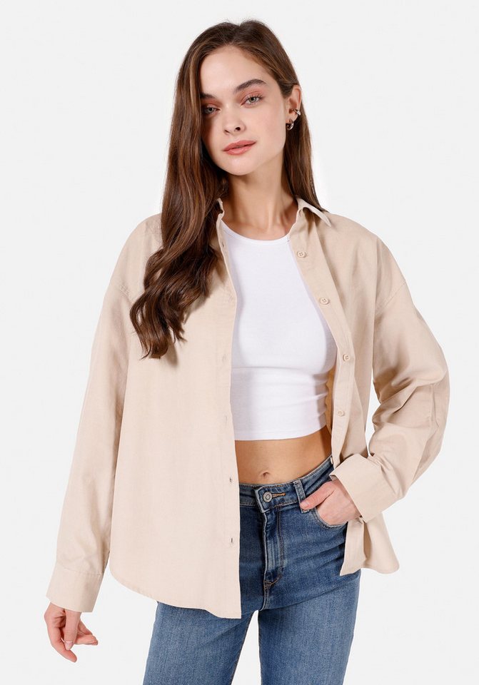 Colins T-Shirt Colins Regular Fit Shirt Neck Plain Damen Grünes Langarmhemd von Colins