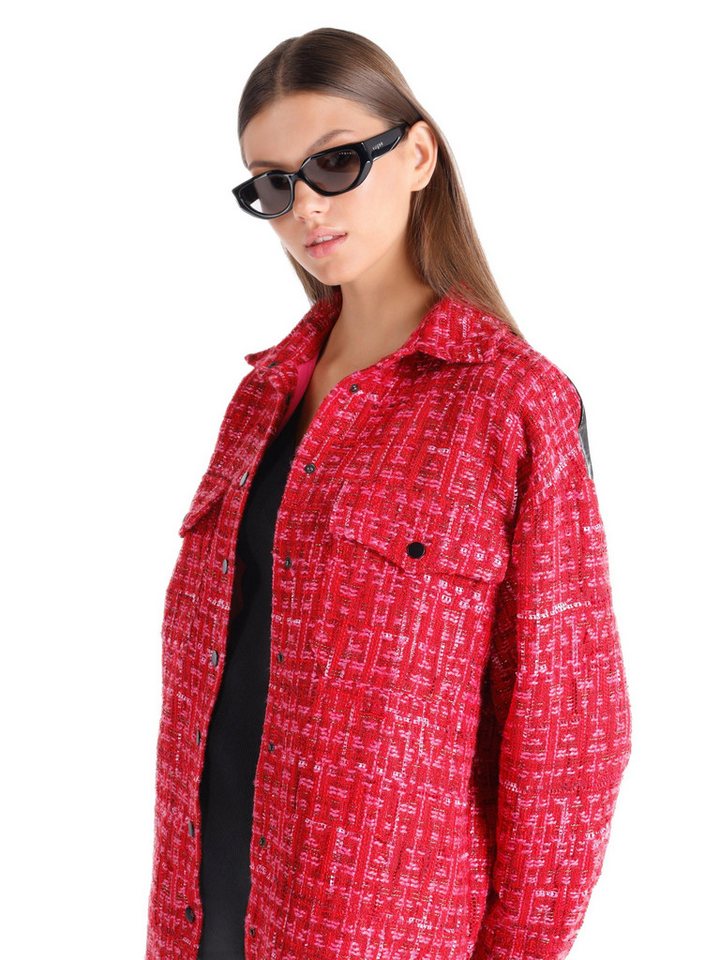 Colins T-Shirt Colins Regular Fit Shirt Neck Plain Damen Rot Langarmshirt von Colins