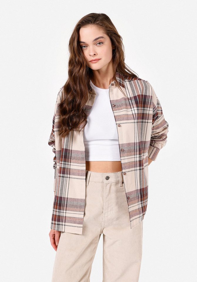 Colins T-Shirt Colins Relax Fit Shirt Neck Damen Beige Langarmshirt von Colins