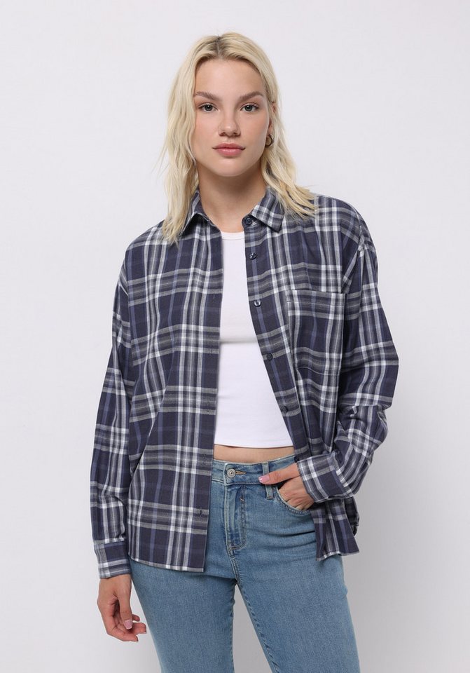 Colins T-Shirt Colins Relax Fit Shirt Neck Plaid Damen Langarmshirt von Colins