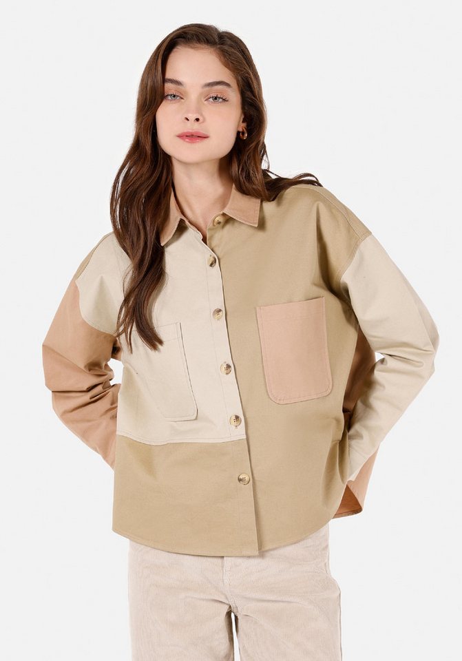 Colins T-Shirt Colins Relax Fit Shirt Neck Plain Damen Grün Langarmshirt von Colins