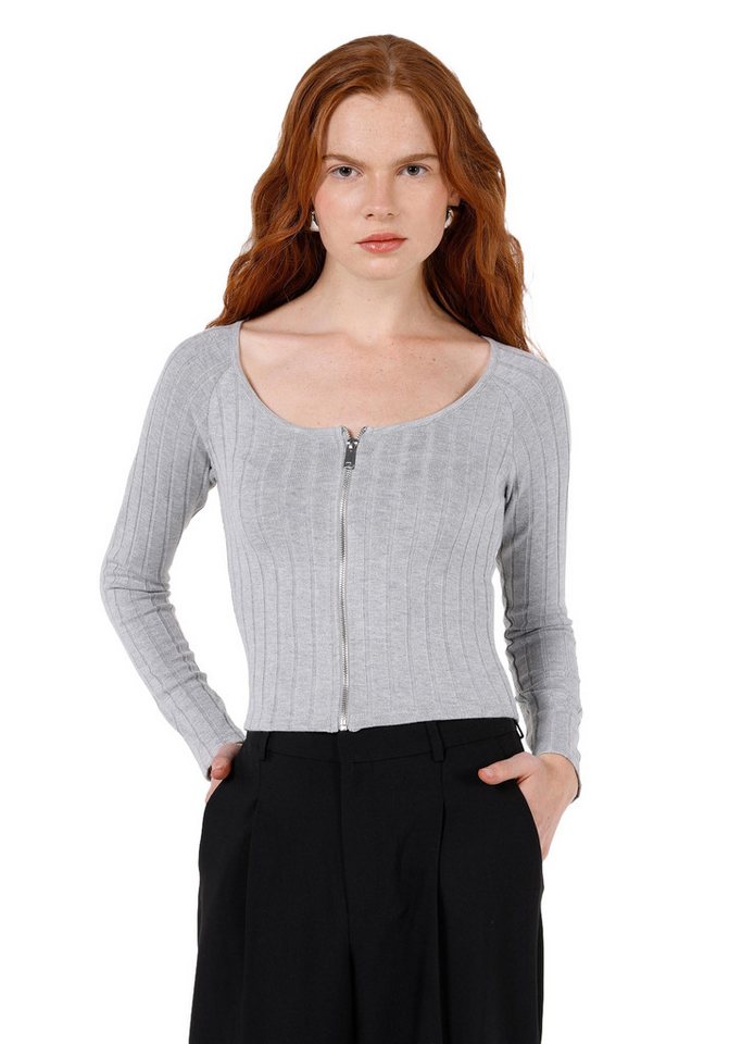 Colins T-Shirt Colins Slim Fit Damen-Langarm-T-Shirt in Grau-Melange – Die Adresse fü von Colins