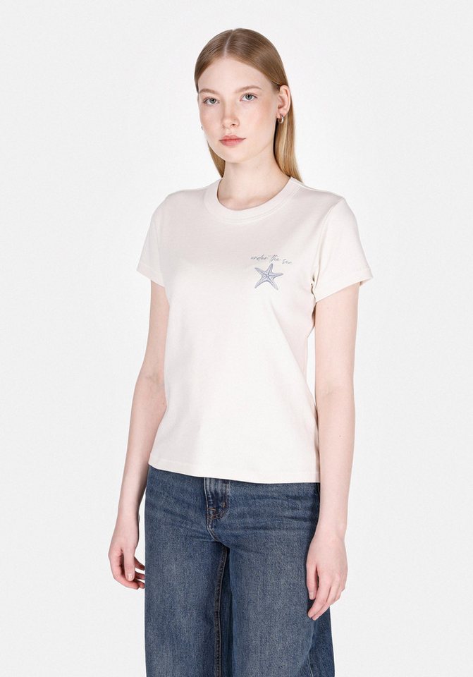 Colins T-Shirt Colins Slim Fit Rundhals-T-Shirt für Damen in Weiß mit kurzen Ärmeln von Colins