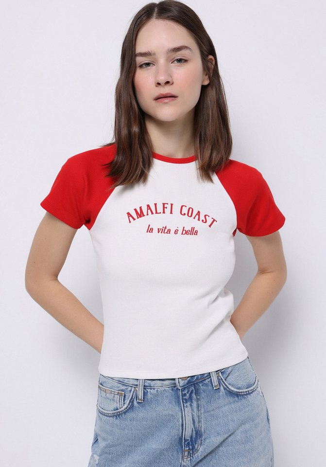 Colins T-Shirt Colins Slim Fit Rundhals-T-Shirt für Damen in Weiß mit kurzen Ärmeln von Colins