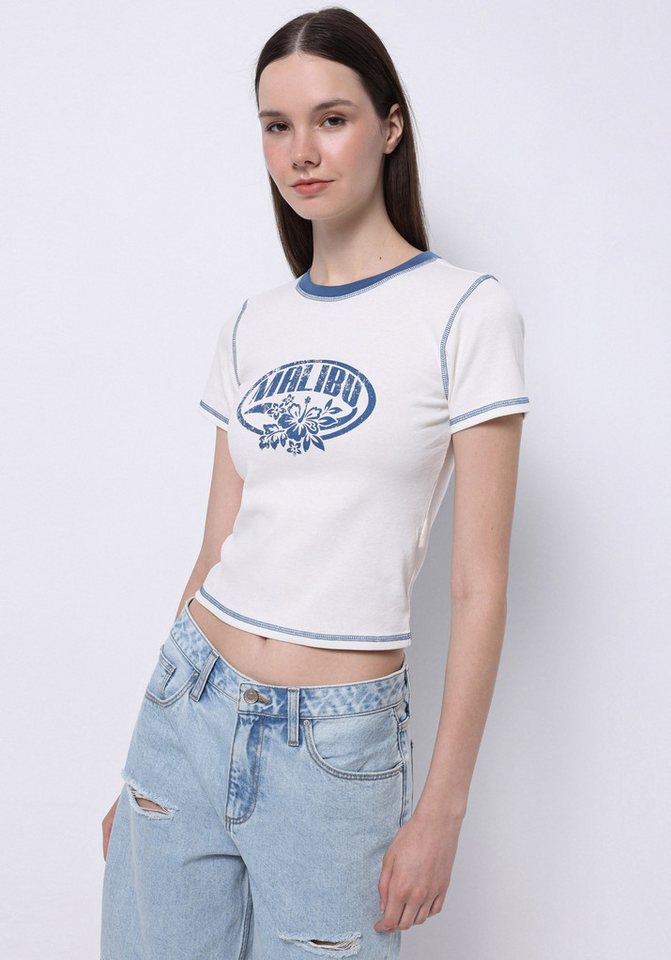 Colins T-Shirt Colins Slim Fit Rundhals-T-Shirt für Damen in Weiß mit kurzen Ärmeln von Colins