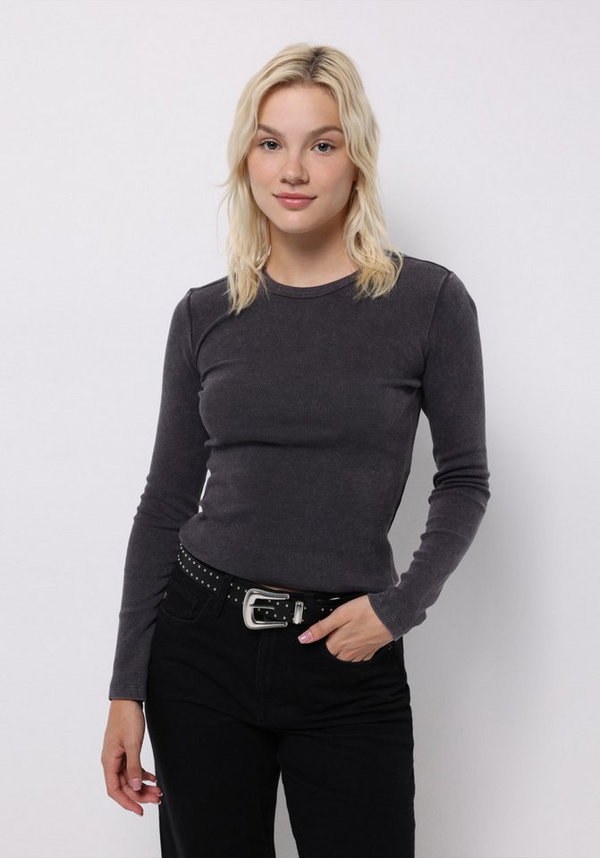 Colins T-Shirt Colins Slim Fit Rundhals Unifarbenes Langarm-T-Shirt für Damen von Colins