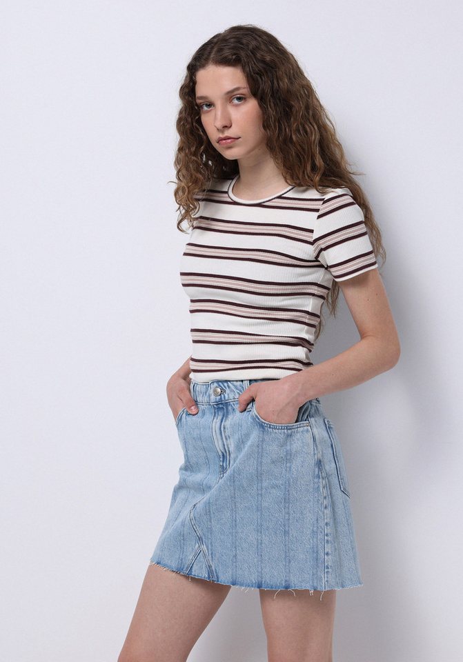 Colins T-Shirt Colins Slim Fit Rundhals gestreiftes Damen-Kurzarm-T-Shirt von Colins