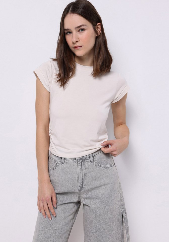 Colins T-Shirt Colins Slim Fit Rundhalsausschnitt Einfarbiges Damen-T-Shirt in Grau m von Colins