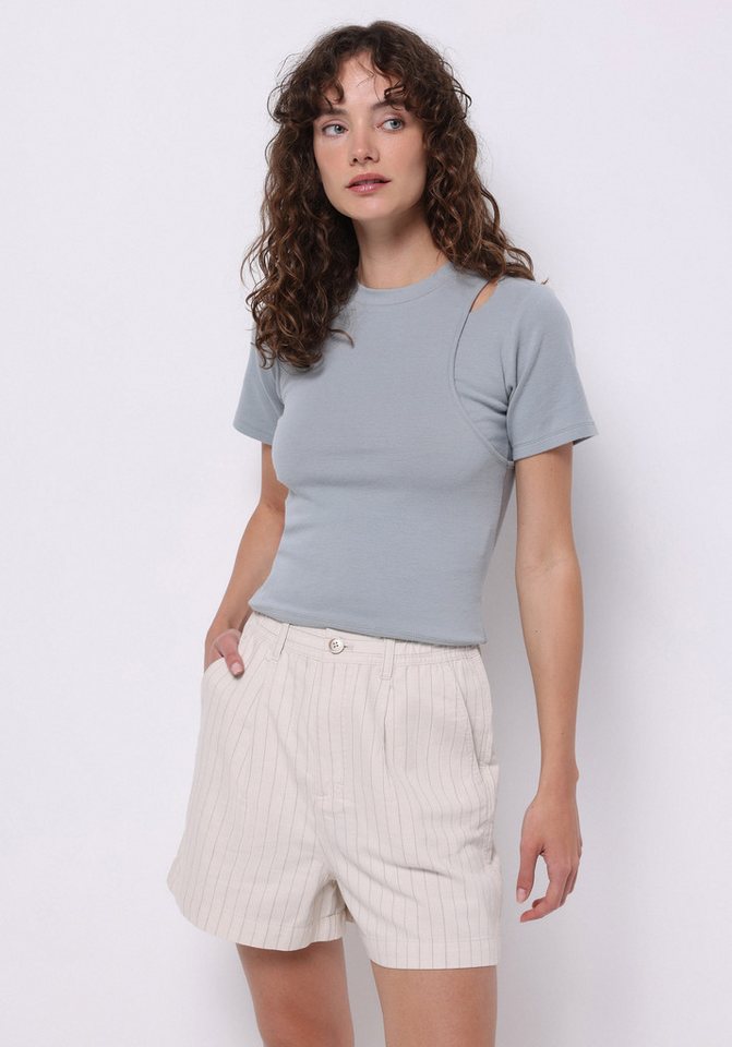 Colins T-Shirt Colins Slim Fit Rundhalsausschnitt Plain Damen Grünes Kurzarm-T-Shirt von Colins