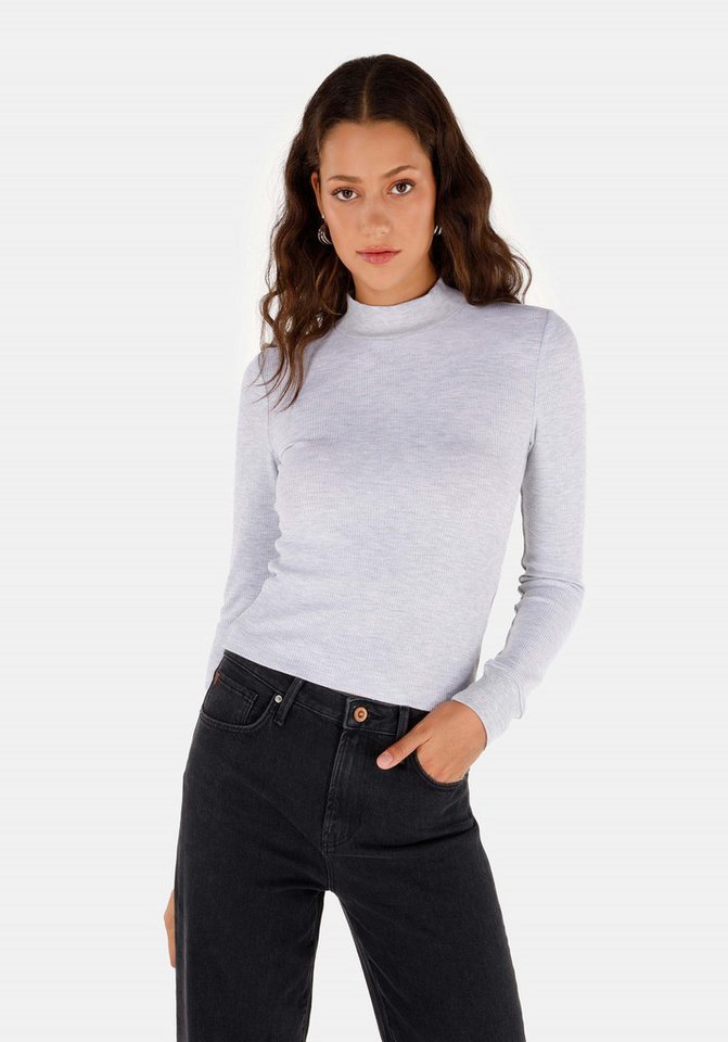 Colins T-Shirt Colins Slim Fit Stehkragen Unifarbenes Langarm-T-Shirt für Damen von Colins