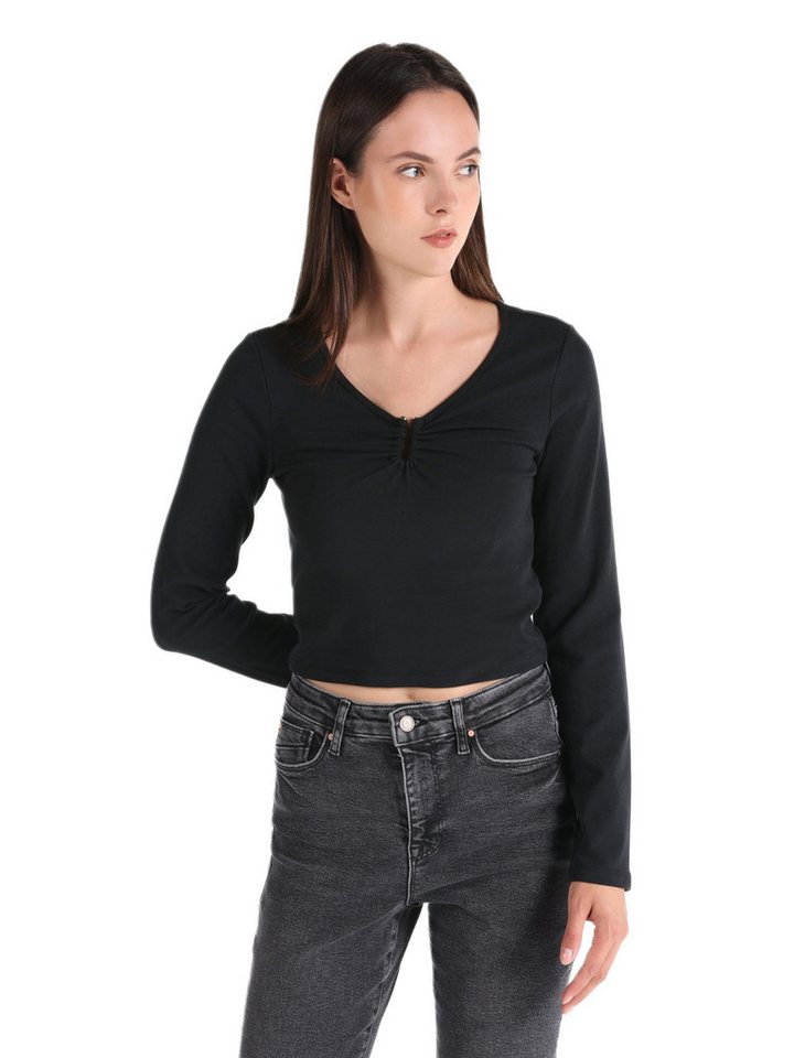 Colins T-Shirt Colins Slim Fit V-Ausschnitt Unifarbenes Damen Langarm T-Shirt von Colins