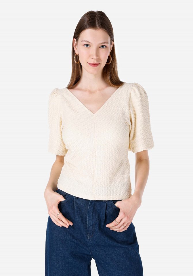 Colins T-Shirt Colins Slim Fit V-Ausschnitt Unifarbenes Kurzarm-T-Shirt für Damen von Colins