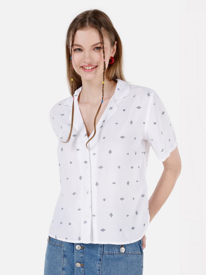 Colins V-Shirt Colins Regular Fit Shirt Neck Floral Damen Kurzarmhemd von Colins