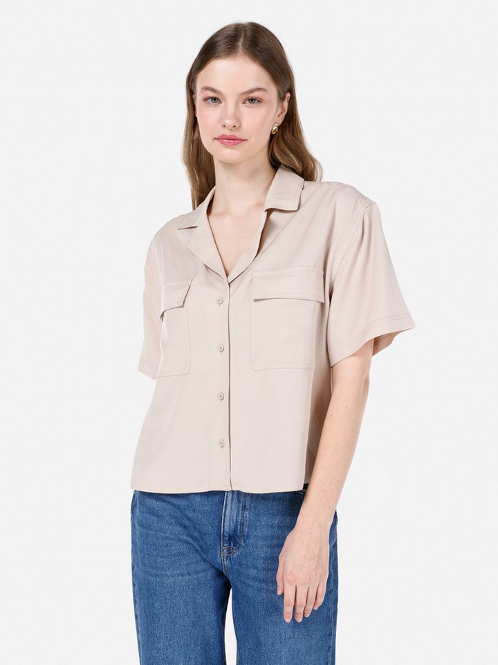 Colins V-Shirt Colins Regular Fit Shirt Neck Unifarbenes Damen Kurzarmshirt von Colins