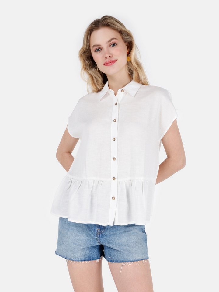 Colins V-Shirt Colins Regular Fit Shirt Neck Unifarbenes Damen Kurzarmshirt von Colins