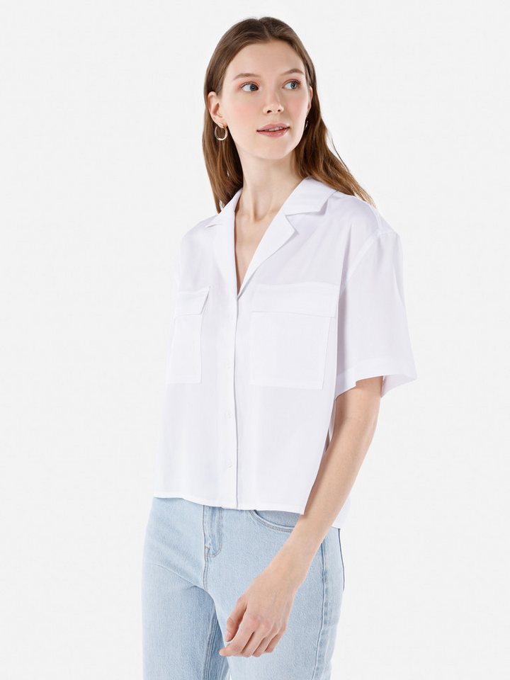 Colins V-Shirt Colins Regular Fit Shirt Neck Unifarbenes Damen Kurzarmshirt von Colins