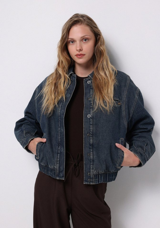 Colins Windbreaker Colins Oversize Fit Druckknopf-Front Ungefütterte blaue Damenjacke von Colins