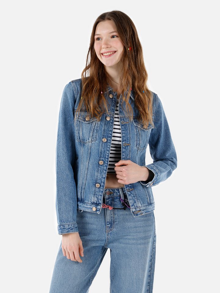 Colins Windbreaker Colins Slim Fit geknöpfte ungefütterte blaue Damenjacke von Colins