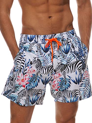 Colisha Herren Boardshorts Tasche Strandhosen Kordelstring Badeanzug Männer Strandkleidung Schnelltrocknend Badehose Hohe Taille Blau XXL von Colisha