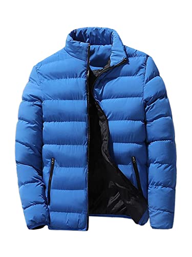 Colisha Männer Mantel Lange Ärmel Daunen -Mäntel Halsband Winter warme Jacke Herren Oberbekleidung Geschäft Pufferjacken Farbblock Blau 5XL von Colisha