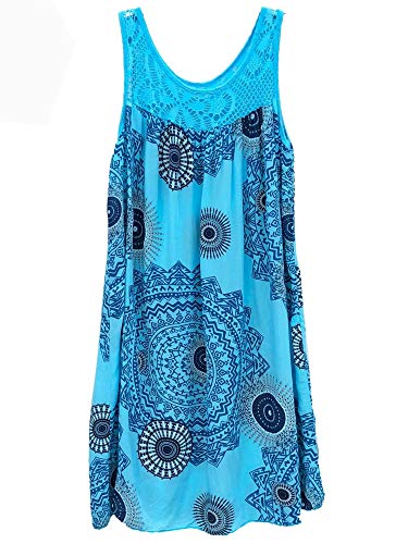 Colisha Sommerkleider f? Frauen Boho Strandkleid Blumen Sonnenkleider Damen Spitze Rundhals Casual Midi Sundress Plus Size Gr. XX-Large, 2 Himmelblau von Colisha