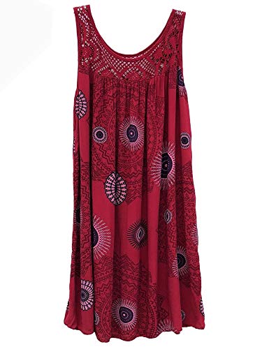 Colisha Sommerkleider f? Frauen Boho Strandkleid Blumen Sonnenkleider Damen Spitze Rundhals Casual Midi Sundress Plus Size Gr. XX-Large, 2 Rose von Colisha