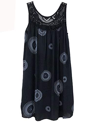 Colisha Sommerkleider f? Frauen Boho Strandkleid Blumen Sonnenkleider Damen Spitze Rundhals Casual Midi Sundress Plus Size Gr. XX-Large, 2 Schwarz von Colisha