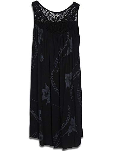 Colisha Sommerkleider f? Frauen Boho Strandkleid Blumen Sonnenkleider Damen Spitze Rundhals Casual Midi Sundress Plus Size Gr. XXL, Schwarz von Colisha