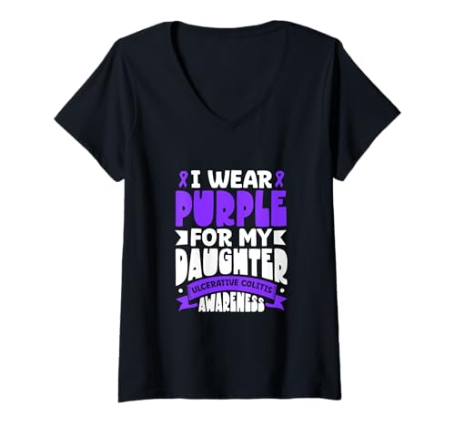 Damen Tochter Support - Colitis Awareness T-Shirt mit V-Ausschnitt Damen Tochter Support - Colitis Awareness T-Shirt mit V-Ausschnitt von Colitis ulcerosa Awareness Designs