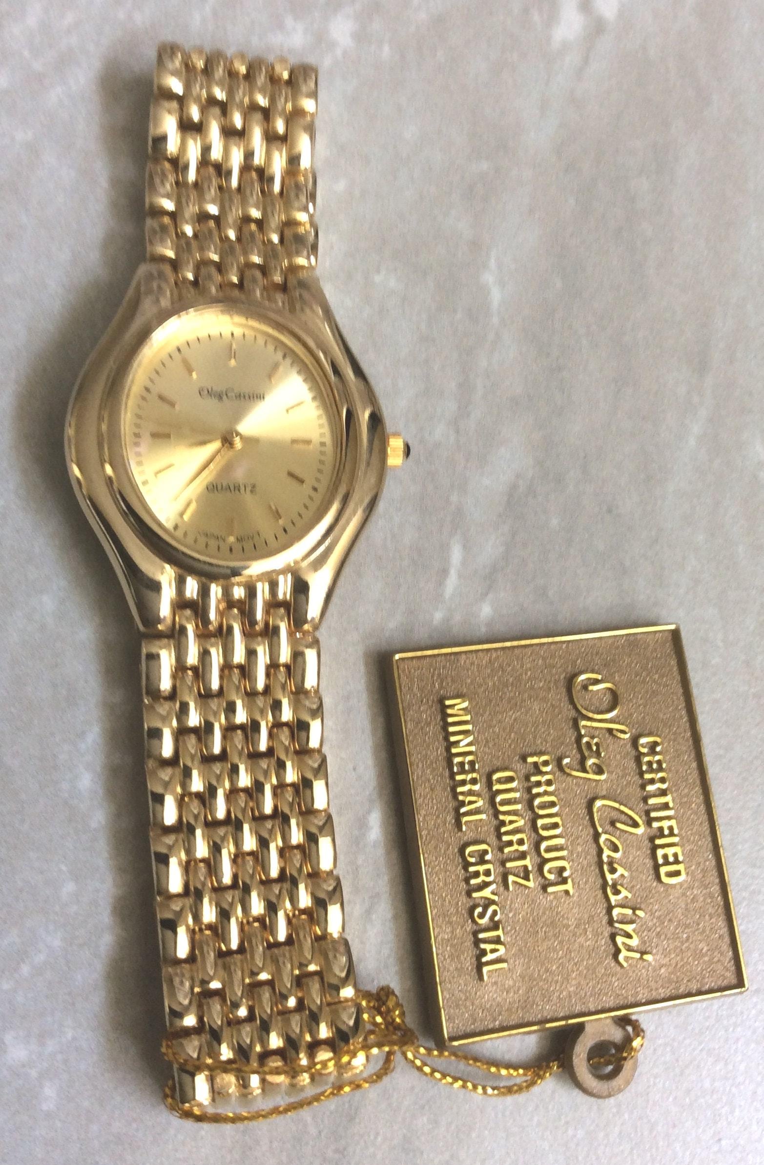 Oleg Cassini Herren Golduhr Ovales Zifferblatt Mit Stundenzeiger Auf Einer Einzigartigen Gold Linked Band Vintage Uhr in Neuem Mint Zustand, Selten von CollectiblechaosUS