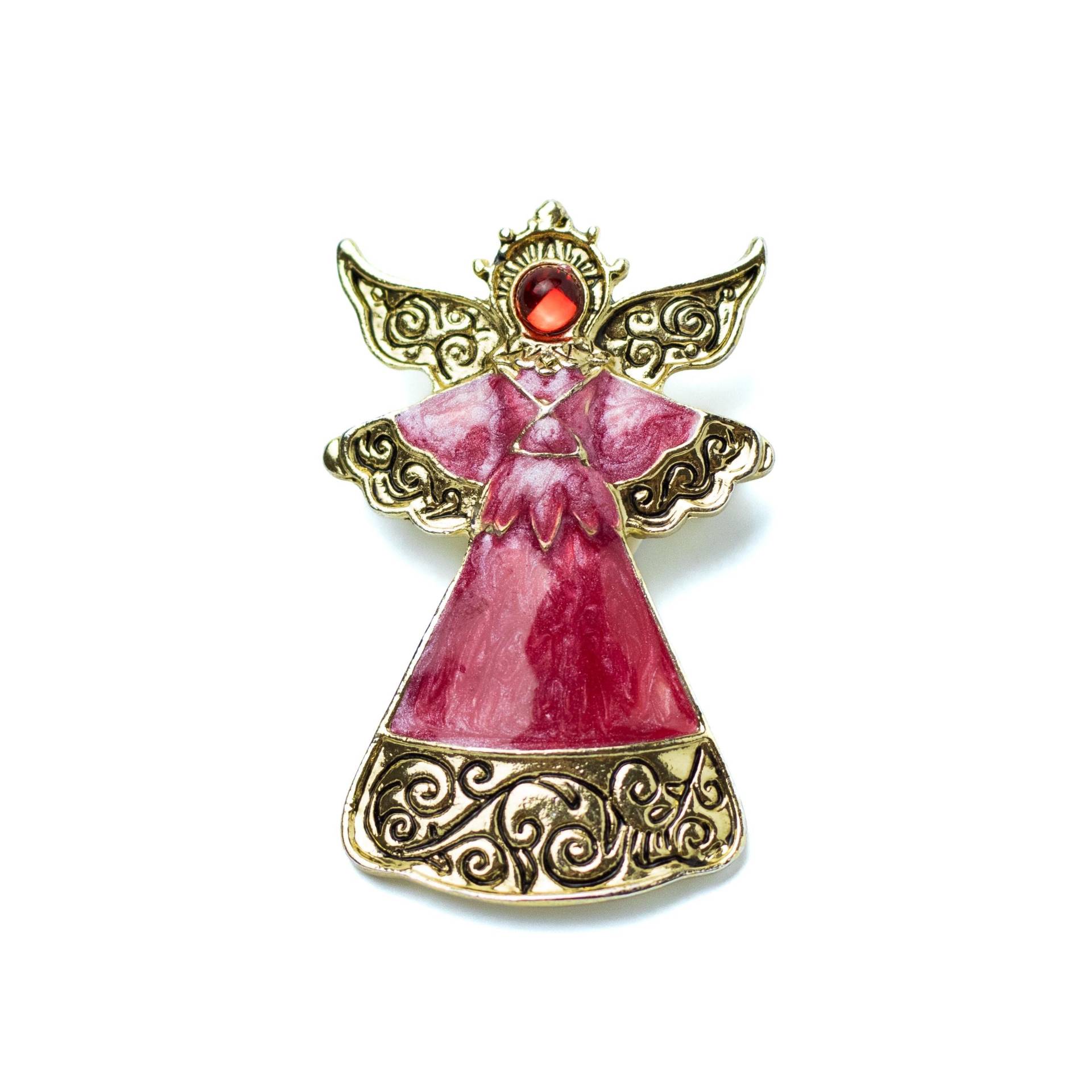 Vintage Kenneth Cole Weihnachtsengel Pin Anstecker Mit Rosa Emaille von CollectiblissVintage