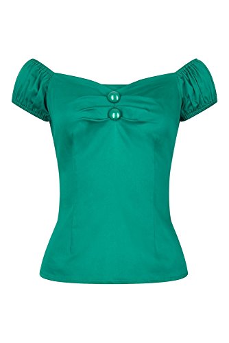 Collectif Dolores Top Plain Green, Top, 50er Grösse 2XL von Collectif