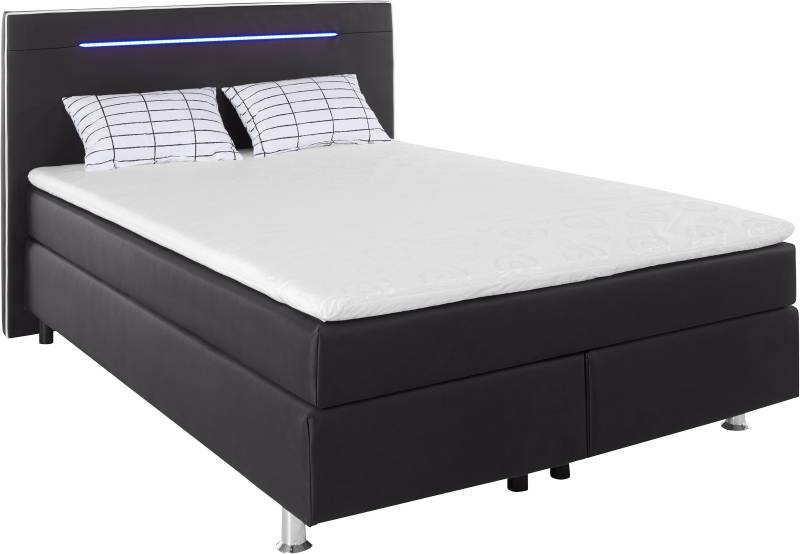 COLLECTION AB Boxspringbett "London, inklusive Topper und Kissen, mit LED-Beleuchtung" Boxspringbett erhältlich in 90cmx200cm, 140cmx200cm & 180cmx200cm von Collection Ab