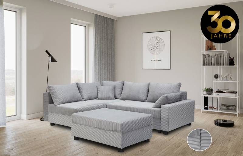 COLLECTION AB Ecksofa "Parma L-Form" mit Schlaffunktion und Bettkasten, inklusive Kissen, Bonellfederkern von Collection Ab