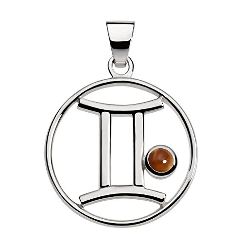 Collection Inner Light Sternzeichen: Zwillinge | astrologischer Anhänger für Halskette o. Schlüsselanhänger | mit TIGERAUGE | handgearbeiteter 925 Silberschmuck für Damen o. Herren von Collection Inner Light