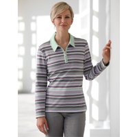 Witt Weiden Damen Poloshirt reseda-grau-geringelt von Witt