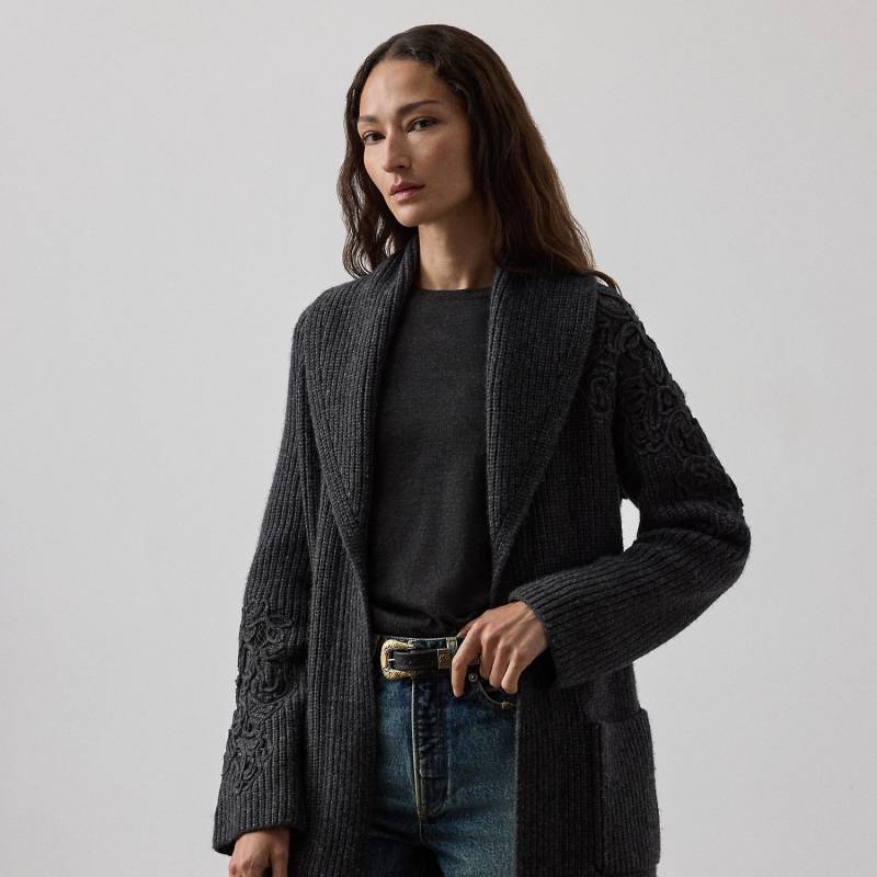 Bestickte Strickjacke mit Schalkragen von Collection