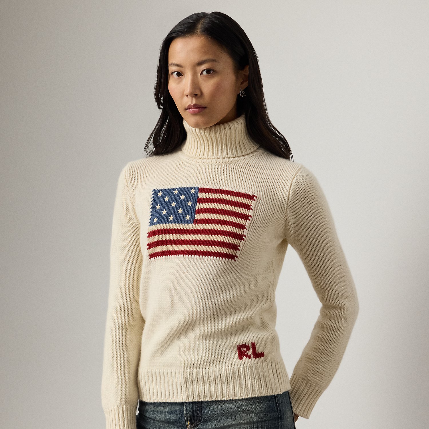 Kaschmir-Rollkragenpullover mit Flagge von Collection