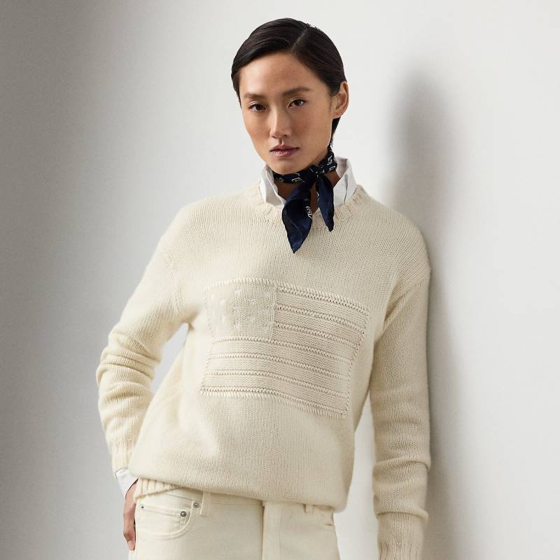 Kaschmir-Rundhalspullover mit US-Flagge von Collection