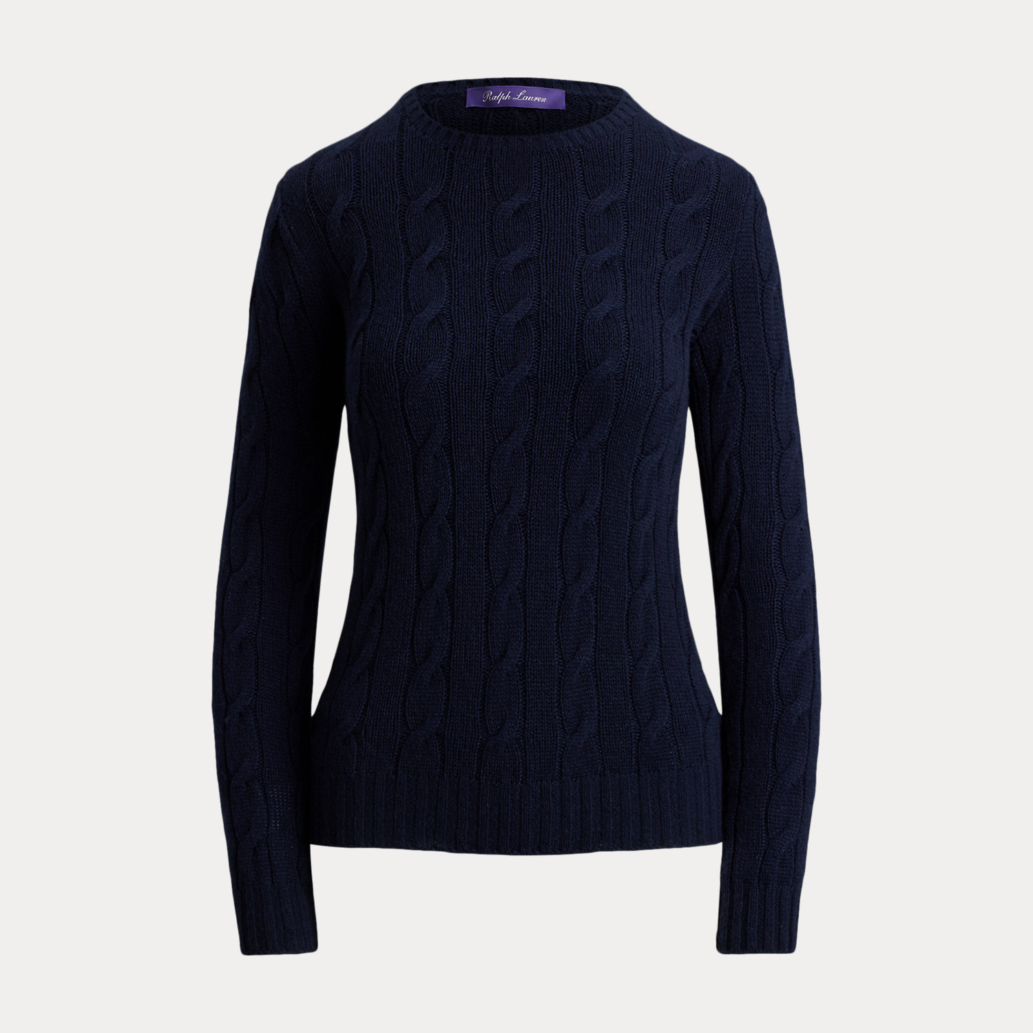 Kaschmir-Rundhalspullover mit Zopfmuster von Collection