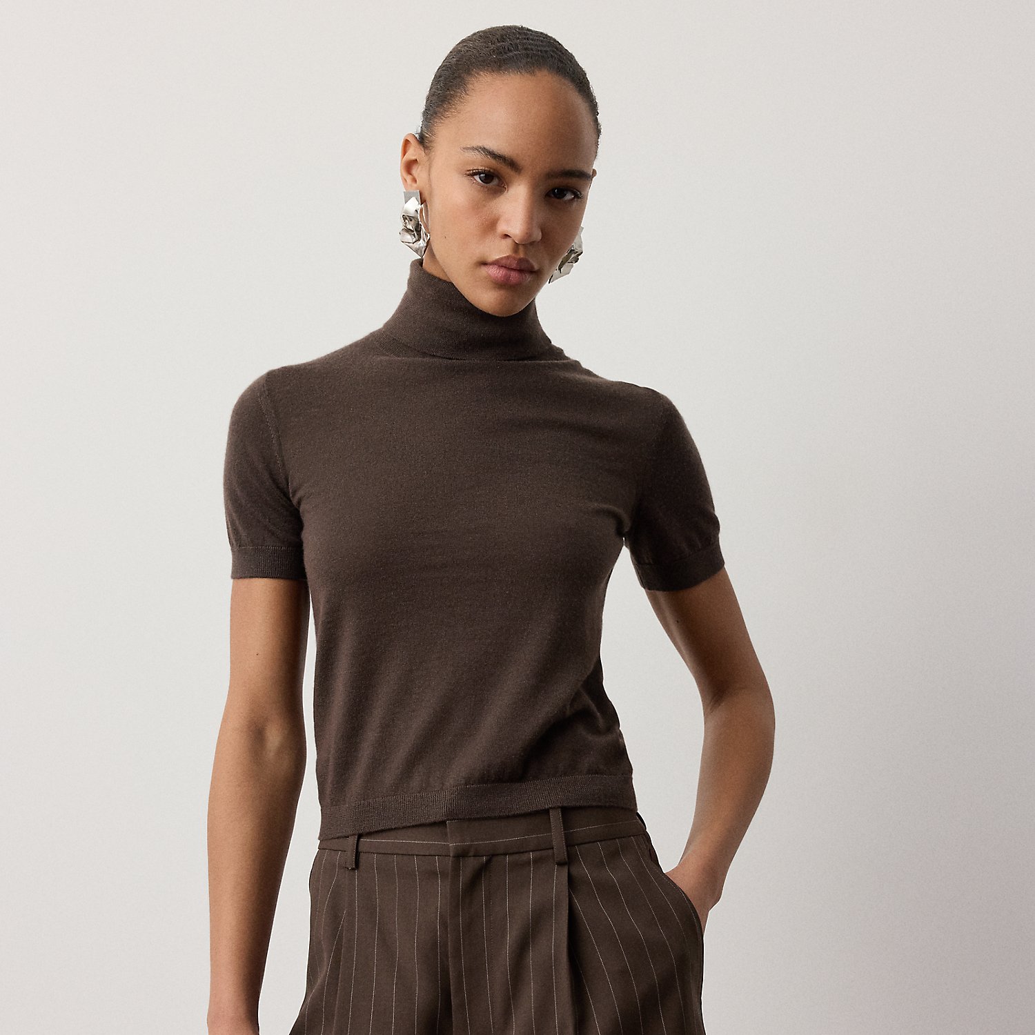 Kurzarm-Rollkragenpullover aus Kaschmir von Collection