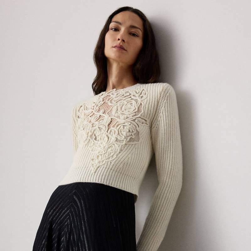 Kurzer Kaschmirpullover mit Stickerei von Collection