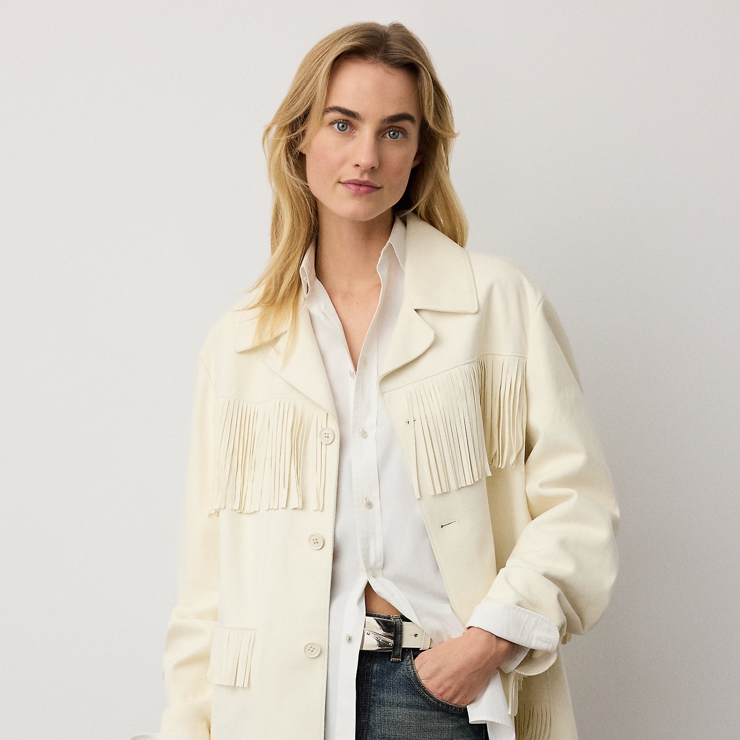 Lammwildlederjacke Perce mit Fransen von Collection