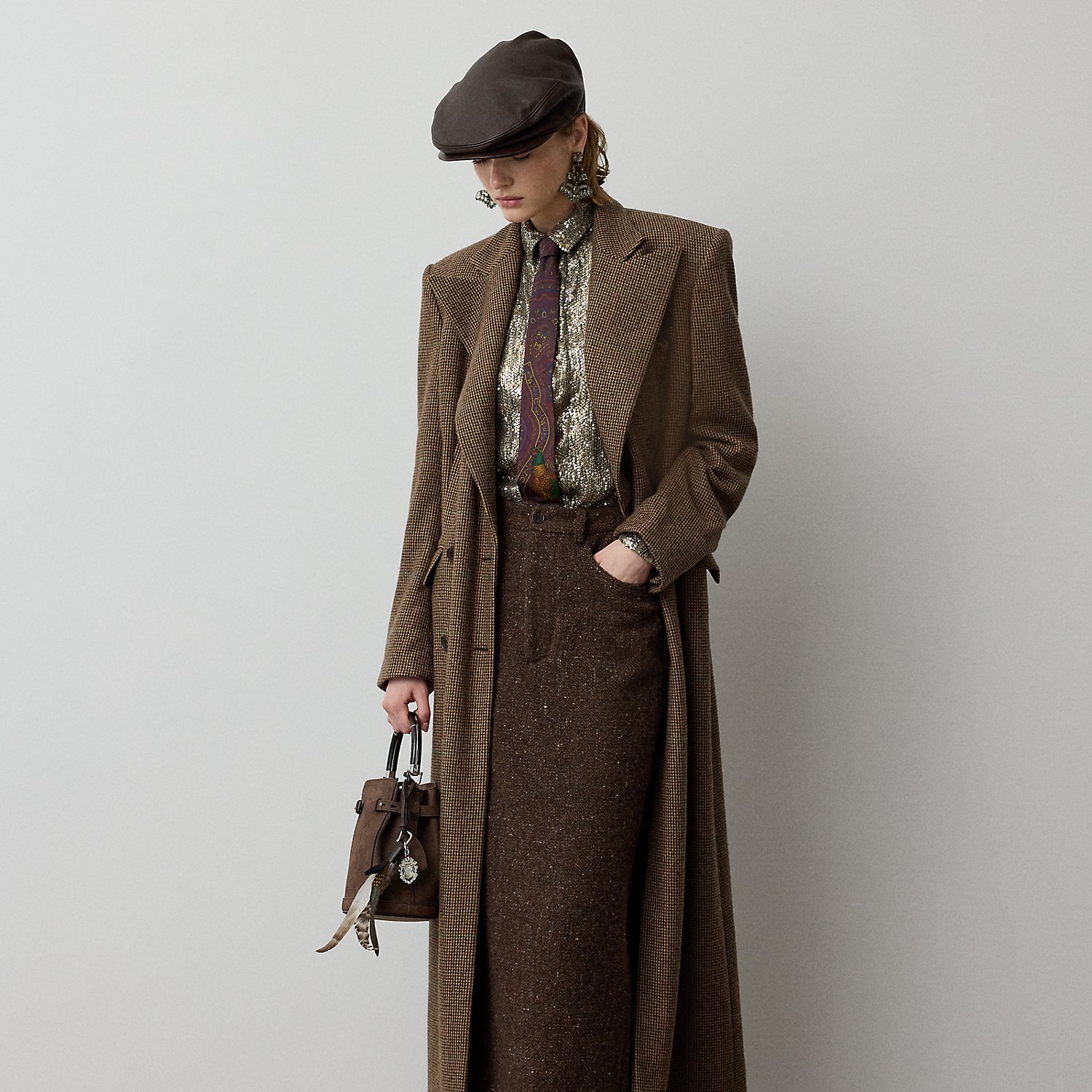 Mantel Affton mit Windowpane-Karo von Collection