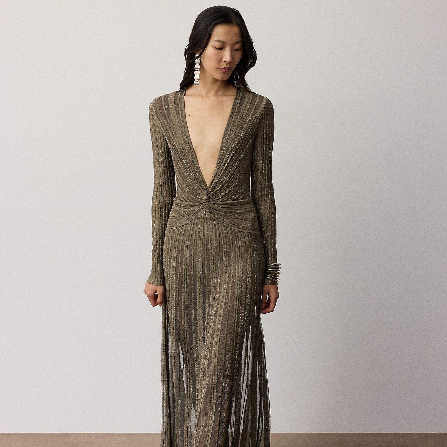 Metallic-Abendkleid Dabney mit Falten von Collection
