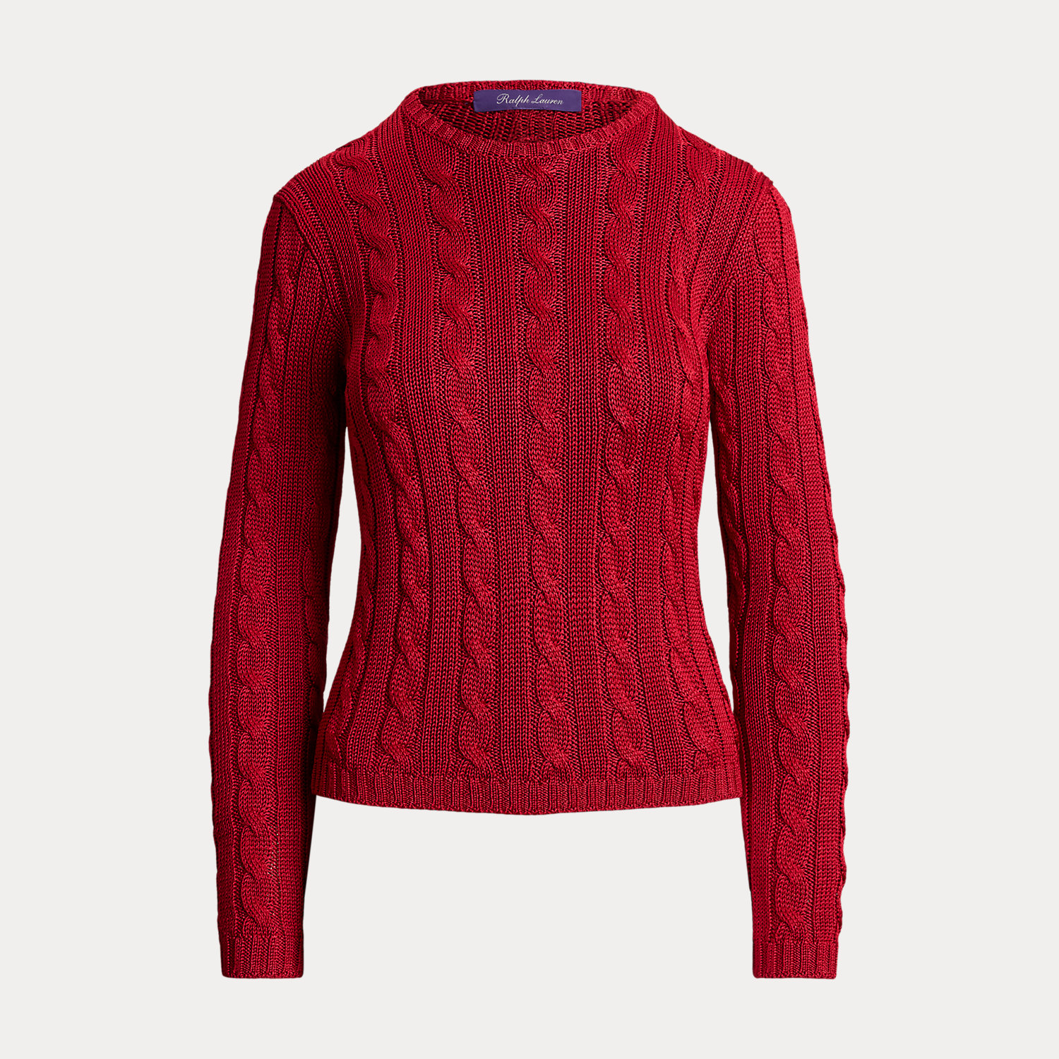 Seiden-Rundhalspullover mit Zopfmuster von Collection