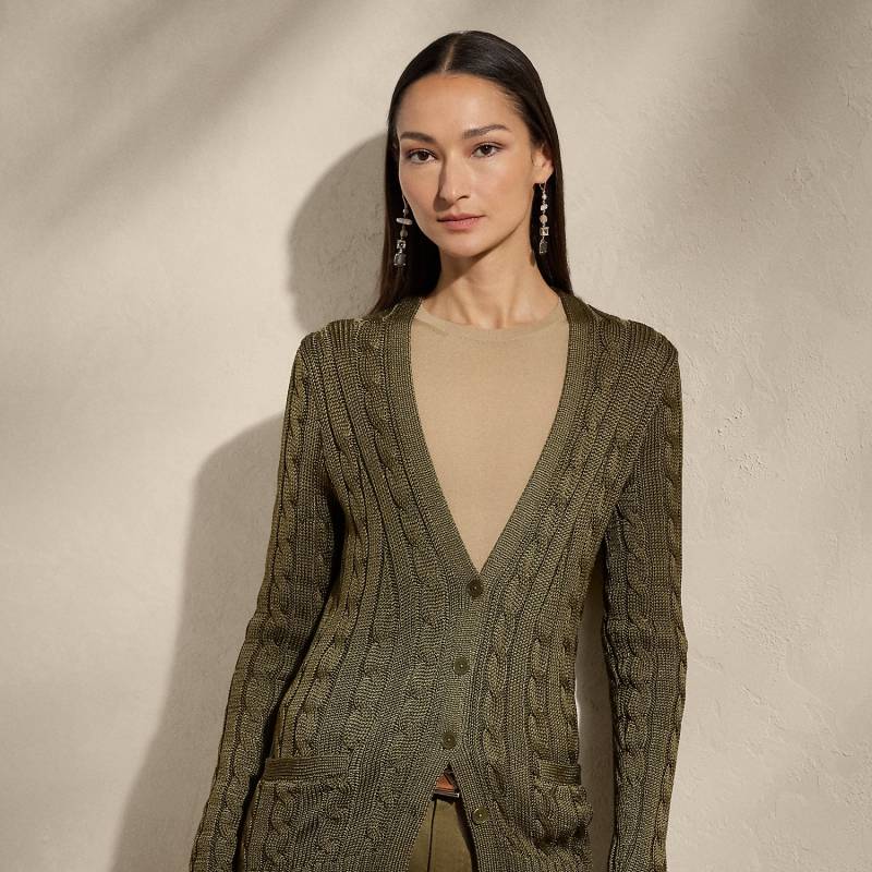 Seiden-Strickjacke mit Zopfmuster von Collection