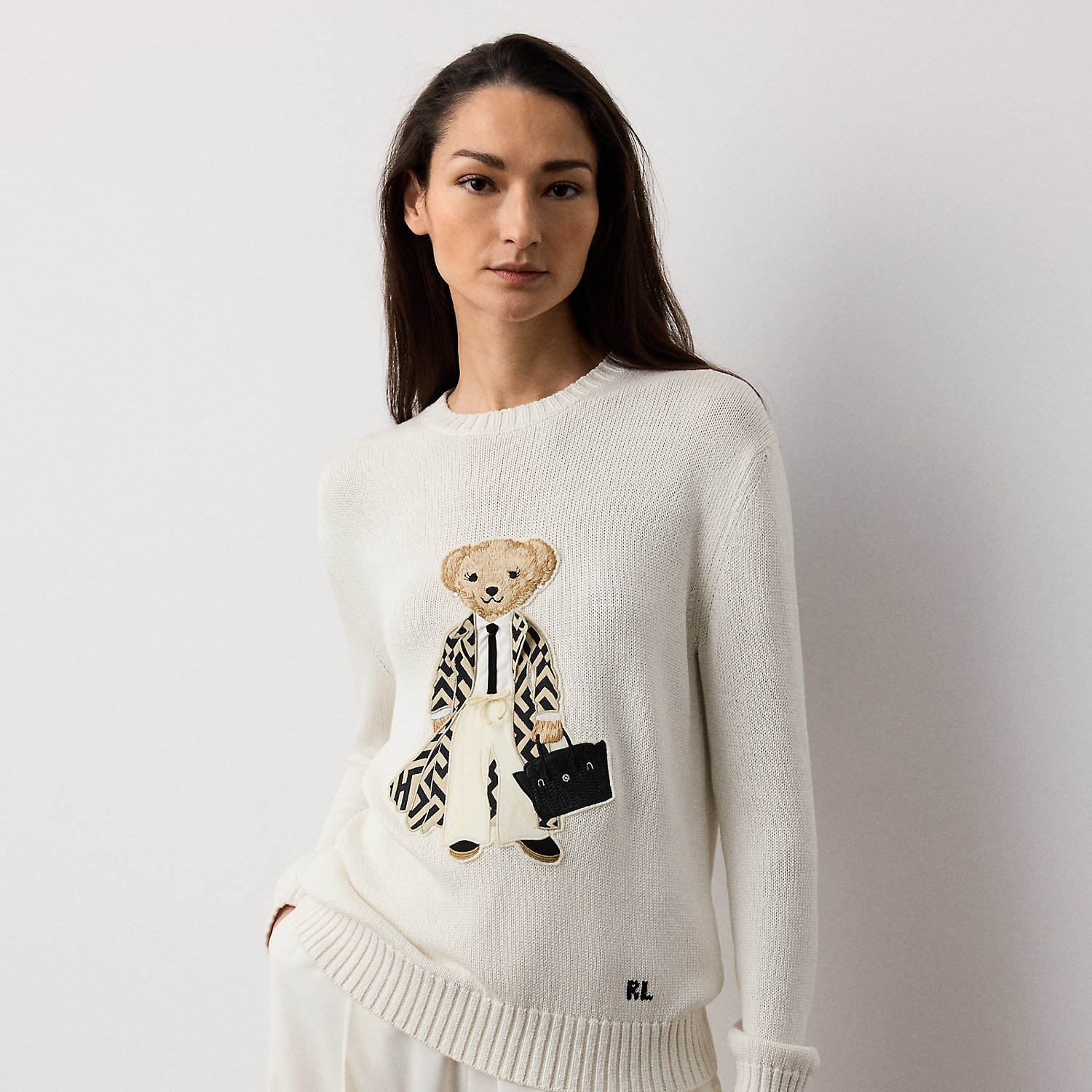 Seidenpullover mit Spring Polo Bear von Collection