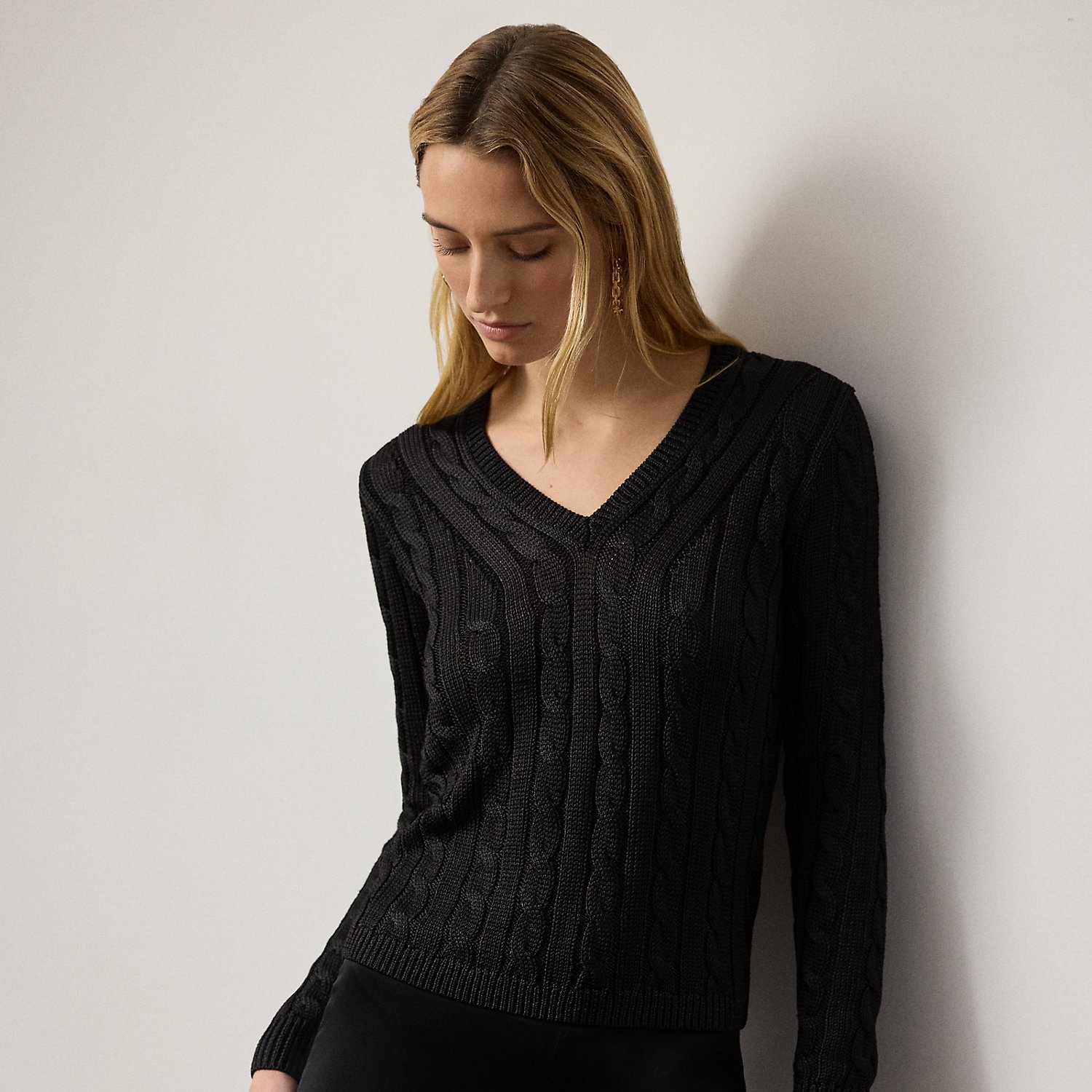 Seidenpullover mit Zopfmuster von Collection